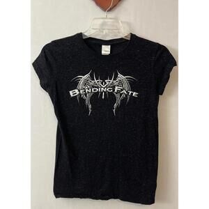 J America Womens Large Black Bending Fate Glittery Short-Sleeved Tshirt! M907